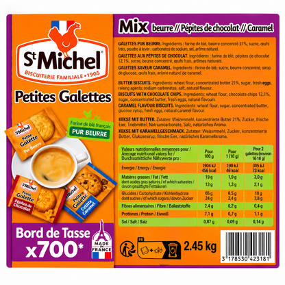Petites Galettes St Michel – Mix Beurre, Pépites de chocolat & Caramel – x700