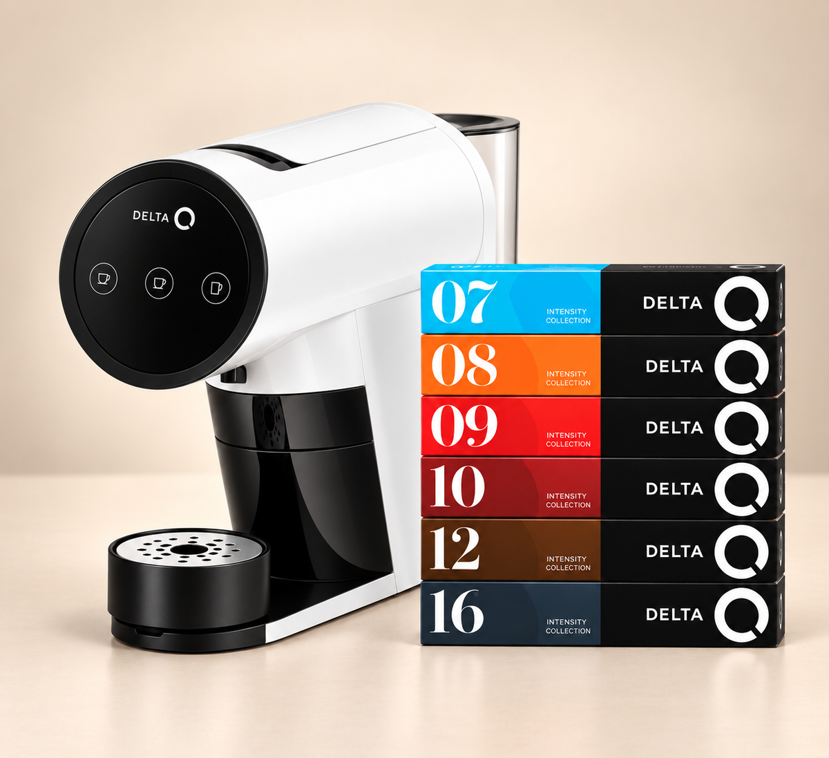 Offre Spéciale : 180 capsules Delta Q + Machine DELTA Q ICONIQ Blanche offerte