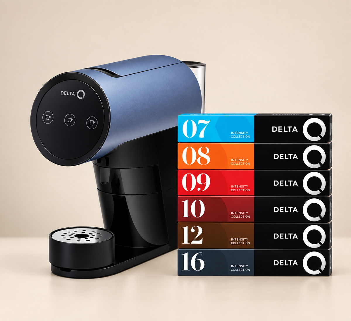 Offre Spéciale : 180 capsules Delta Q + Machine DELTA Q ICONIQ Bleue offerte